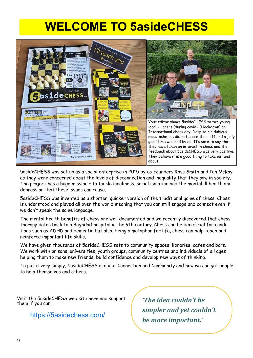 The 5asideCHESS page of Open File, Autumn 2020